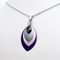 Ace pride chainmail scale pendant, asexual pride jewelry, black gray white purple
