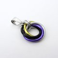 Nonbinary pendant, chainmail love knot necklace; yellow, white, purple, black