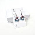 Transgender pride earrings, love knot chainmail trans pride jewelry; pink, white, blue