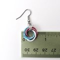Transgender pride earrings, love knot chainmail trans pride jewelry; pink, white, blue