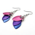 Bisexual pride earrings, bi pride jewelry, chainmail scales earrings; pink purple blue