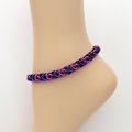 Bi pride anklet, chainmail half Persian 3 in 1 weave, bisexual jewelry, pink purple blue