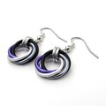Asexual pride earrings, ace pride jewelry, chainmail love knot earrings; black gray white purple