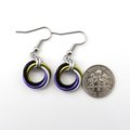 Nonbinary pride earrings, chainmail love knot earrings; yellow white purple black