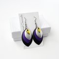 Nonbinary pride earrings, chainmail scales earrings; yellow white purple black