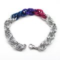 Bi pride bracelet, bisexual pride jewelry, LGBT chainmail double spiral weave; pink, purple, blue