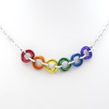 LGBTQ pride necklace, rainbow chainmail gay pride love knot jewelry