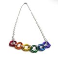 LGBTQ pride necklace, rainbow chainmail gay pride love knot jewelry