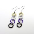 Nonbinary pride flag earrings, simple chain LGBTQ chainmail jewelry