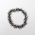 Black and silver aluminum stretch bracelet, chainmail shaggy loops weave, fidget jewelry