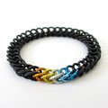 AroAce pride stretchy bracelet, chainmail half Persian 3 in 1 weave, discreet LGBTQIA gifts
