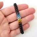 AroAce pride stretchy bracelet, chainmail half Persian 3 in 1 weave, discreet LGBTQIA gifts