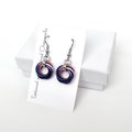 Genderfluid pride earrings, love knot chainmail jewelry; pink, white, purple, black, blue