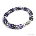 Ace pride bracelet, chainmail half Persian 3 in 1 bracelet for women or men, asexual pride jewelry, black gray white purple