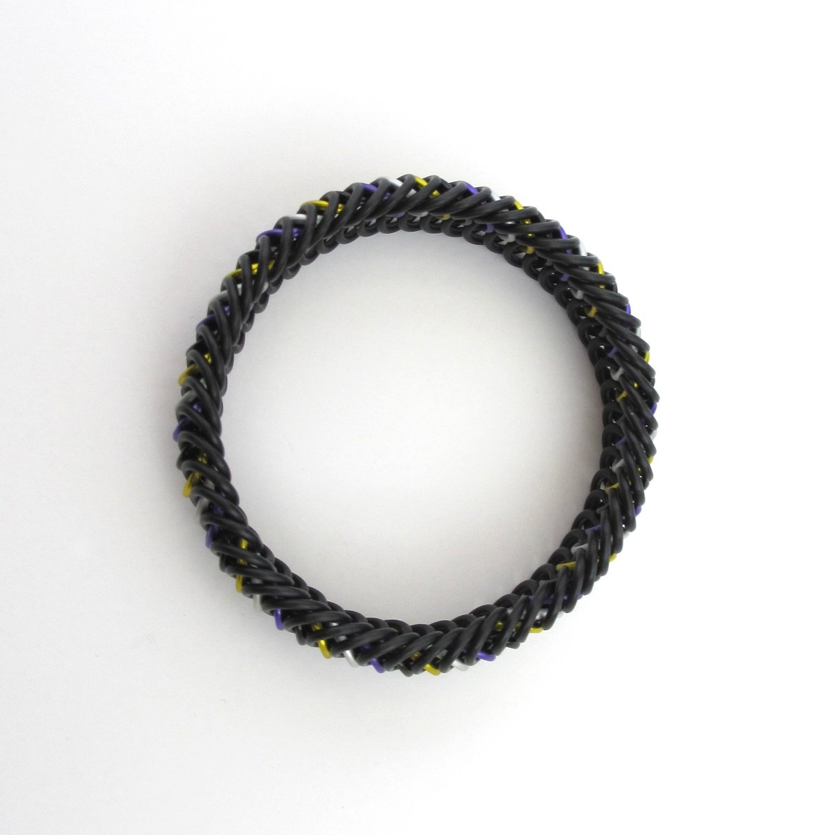 Nonbinary pride bracelet, stretchy chainmail bracelet, yellow white purple black