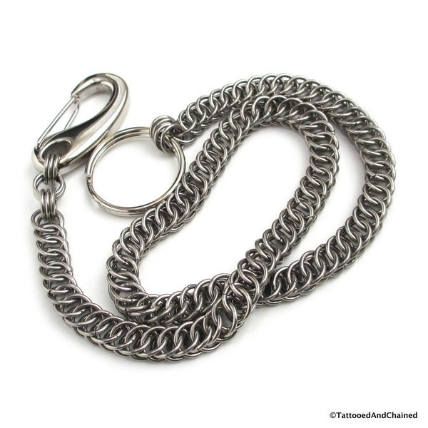 Chainmail wallet chain, mens accessories, stainless steel Half Persian 4 in 1