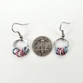 Transgender pride chainmail earrings, subtle LGBTQ pride jewelry; blue, pink, white