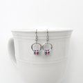 Transgender pride chainmail earrings, subtle LGBTQ pride jewelry; blue, pink, white