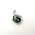 Genderqueer pride pendant necklace, chainmail love knot; lavender, white, and green nonbinary jewelry