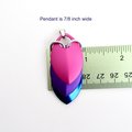 Large bisexual pride pendant, LGBTQ chainmail scale necklace, pink purple blue