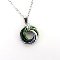 Aromantic pride pendant necklace, chainmail love knot, LGBTQ pride jewelry