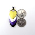 Nonbinary pendant necklace, chainmail scale pendant, pride jewelry; yellow, white, purple, black