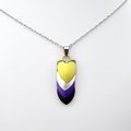 Nonbinary pendant necklace, chainmail scale pendant, pride jewelry; yellow, white, purple, black