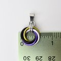 Nonbinary pendant, chainmail love knot necklace; yellow, white, purple, black