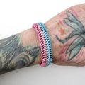 Transgender pride bracelet, stretchy chainmail bracelet, trans pride jewelry, pink, white, light blue rubber bracelet