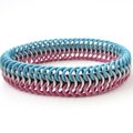 Transgender pride bracelet, stretchy chainmail bracelet, trans pride jewelry, pink, white, light blue rubber bracelet