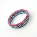 Transgender pride bracelet, stretchy chainmail bracelet, trans pride jewelry, pink, white, light blue rubber bracelet