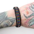 Pansexual pride bracelet, pan pride jewelry, chainmail stretchy bracelet in pink, yellow and blue