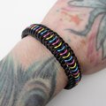 Pansexual pride bracelet, pan pride jewelry, chainmail stretchy bracelet in pink, yellow and blue