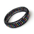 Pansexual pride bracelet, pan pride jewelry, chainmail stretchy bracelet in pink, yellow and blue