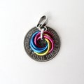 Pansexual pride pendant, TINY chainmail love knot, pan pride jewelry