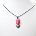 Pansexual pride pendant necklace, chainmail scale pendant, pan pride jewelry, pink yellow blue