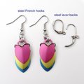 Pansexual pride earrings, pan pride jewelry, chainmail scales earrings; pink, yellow, light blue