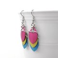 Pansexual pride earrings, pan pride jewelry, chainmail scales earrings; pink, yellow, light blue