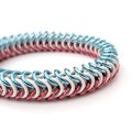 Transgender pride bracelet, stretchy box chain chainmail bracelet, trans pride jewelry, pink, white, light blue rubber bracelet