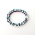 Transgender pride bracelet, stretchy box chain chainmail bracelet, trans pride jewelry, pink, white, light blue rubber bracelet