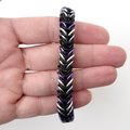 Asexual pride bracelet, chainmail stretchy bracelet, ace pride jewelry, black gray white purple