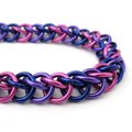 Bi pride anklet, chainmail half Persian 3 in 1 weave, bisexual jewelry, pink purple blue