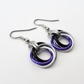 Asexual pride earrings, ace pride jewelry, chainmail love knot earrings; black gray white purple