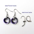 Asexual pride earrings, ace pride jewelry, chainmail love knot earrings; black gray white purple