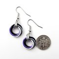 Asexual pride earrings, ace pride jewelry, chainmail love knot earrings; black gray white purple