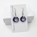 Asexual pride earrings, ace pride jewelry, chainmail love knot earrings; black gray white purple