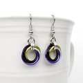 Nonbinary pride earrings, chainmail love knot earrings; yellow white purple black