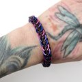 Bi pride bracelet, chainmail half Persian 3 in 1 weave, bisexual pride jewelry