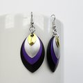 Nonbinary pride earrings, chainmail scales earrings; yellow white purple black