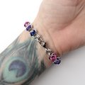 Bi pride bracelet, chainmaille bracelet, bisexual jewelry, barrel weave chainmaille